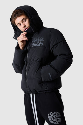 World Is Yours Puffer Jacket - Black