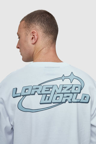 LORENZO WORLD STICKER LS TEE - WHITE