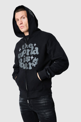 World Is Yours Zip Hood - Black