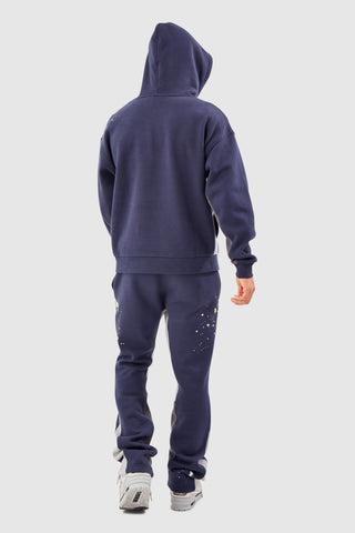 FLARED PAINT SMEAR JOGGER - NAVY