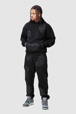 PAISLEY HOOD - BLACK